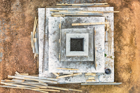 Monolithic reinforced concrete foundations for the construction of a large building. Rostverk at the...