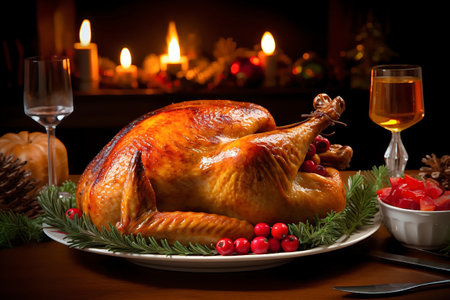 christmas turkey. Traditional festive food for Christmas or Thanksgivingの素材