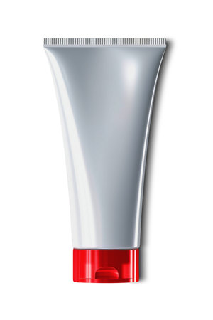 Blank white tube design mockup, isolated, clipping path. Clear cream packaging stand and lies mock up. Lotion skin care empty package bottle template container. cosmetic gel bottleの素材