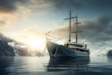 Large sailing yacht in the sea. Cruiseの素材