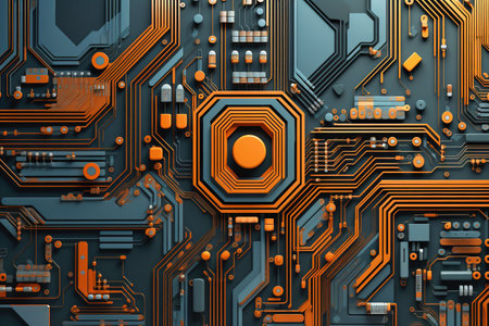 The printed circuit board of a modern computer. Motherboard for electronic systems and equipmentの素材