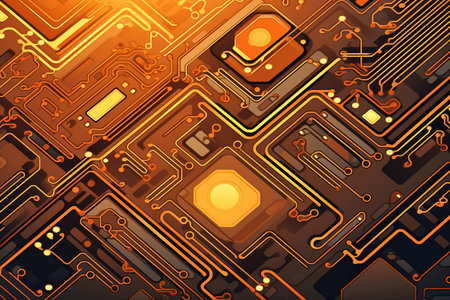 The printed circuit board of a modern computer. Motherboard for electronic systems and equipmentの素材