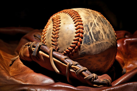 A baseball sitting on top of a baseball gloveの素材