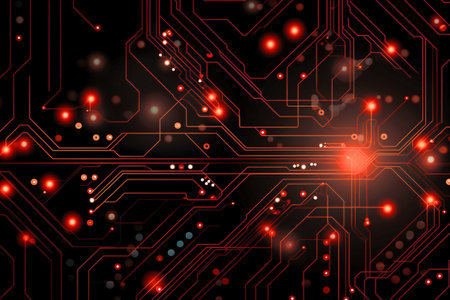 The printed circuit board of a modern computer. Motherboard for electronic systems and equipmentの素材