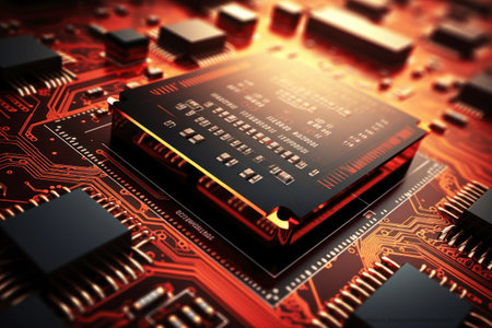 A powerful computer processor or chip on a motherboard. modern technologiesの素材