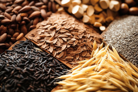 Assorted different types of beans and cereals grains. Set of indispensable sources of protein for a healthy lifestyle. Quality food. Healthy eating conceptの素材