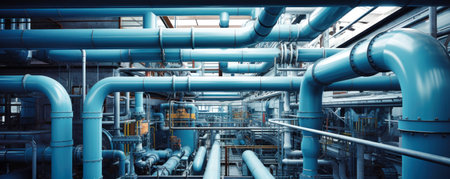 Water node Pipes and fittings. control unit for water supply to the heating system. Pipes for butting water, gas and fuel. Plumbing systemの素材
