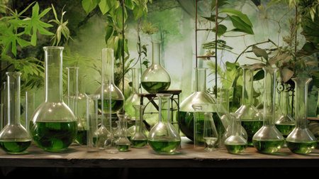 Botanical medicine experiments in the laboratory, using plants to test plant growth. Ecology. Bioengineeringの素材
