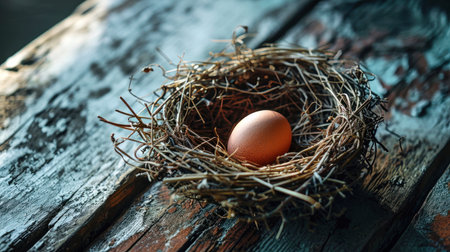 A birds nest cradling two eggs, representing new life and the spirit of Easter.の素材