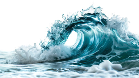 A powerful and towering ocean wave crashes and breaks with incredible force. Isolatedの素材