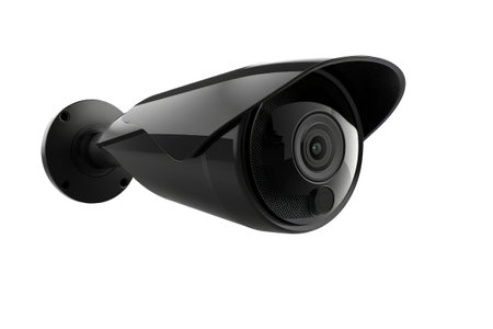 Outdoor street video surveillance camera isolated on a white background.の素材