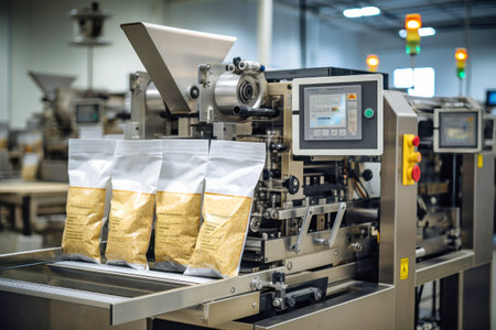 Two bags of coffee perched atop a sleek machine, ready to be brewed into a delicious morning pick-me-up.の素材