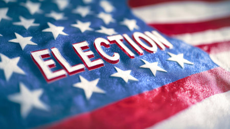 The American flag features the word ELECTION, surrounded by stars and stripes, highlighting a patriotic spirit and the significance of voting in democracy.の素材
