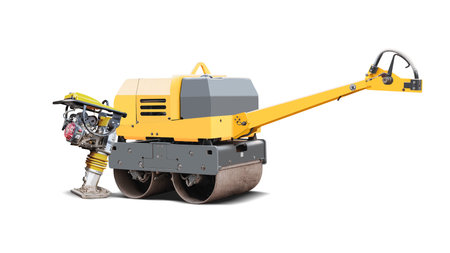 This compact roller and hand-held rammer are shown separately and are suitable for rental use in...