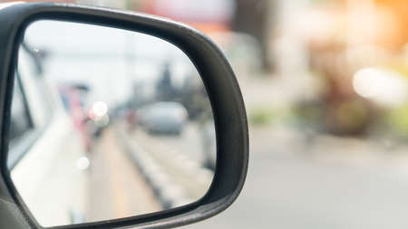 Right side car mirror that can be seen behindの写真素材