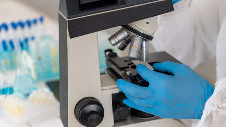 Laboratory pharmacological research scientists develop vaccines, a development project for the...