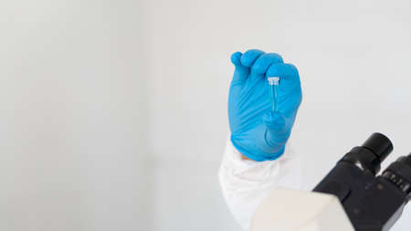 Laboratory pharmacological research scientists develop vaccines, a development project for the...