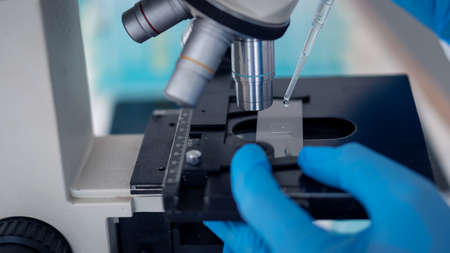 Laboratory pharmacological research scientists develop vaccines, a development project for the...