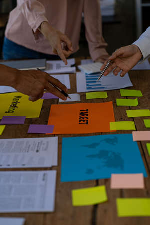 work meeting A group of corporate employees kicked off an interesting new project and brainstormed...