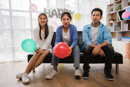 Young Asian businessmen meet in office to write memos. Strategic Planning and Brainstorming Starting a business, the idea of ââa colleagueの写真素材