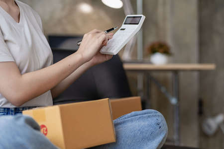 Online store, small business owner, box operator, e-commerce, check website retail order using...