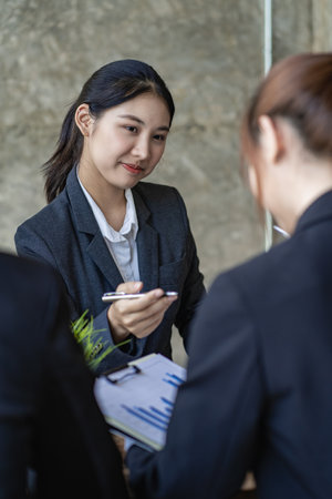 Successful business teams brainstorm new project ideas with partners working together to develop strategic planning for success. financial business conceptの写真素材
