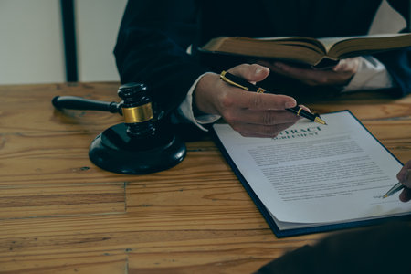 Judge's Hammer, Scales of Justice, Law Tigers, Lawyer's concept, protecting clients in order to win cases or gain the best legal interest.の写真素材
