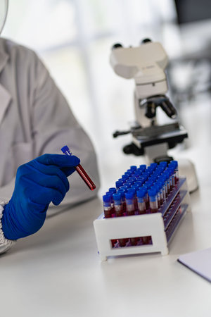 Vascular health doctor in clinical laboratory for medical research and development concepts. and...