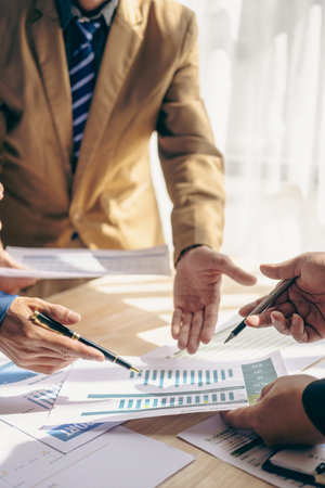 Brainstorming Marketing strategy Documents and digital work Business people meeting in the office by strategic planning and brainstorming. Colleagues come up with ideas. vertical pの写真素材