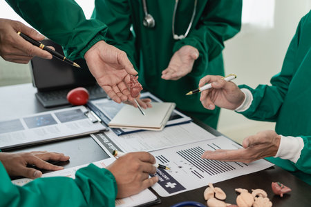 Meetings and laptops for office teams to discuss brainstorming and planning. Doctors, nurses, and...
