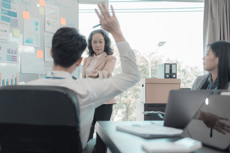 Group of business colleagues meeting in conference room Versatile modern office: leading business...