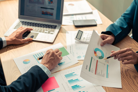 data analysis Marketing strategies or statistics by business development leaders planning the company's near-term growth.の写真素材
