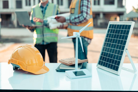 Cropped shot of architect holding digital tablet while working on new real estate project, sitting...