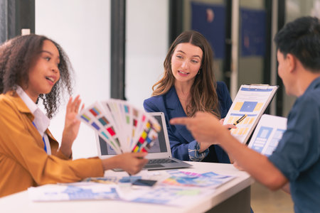 A design team focused on analyzing interface layouts and brainstorming to improve the user...