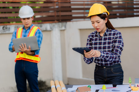 Engineering and architectural concepts: Asian female architects and engineers are discussing...