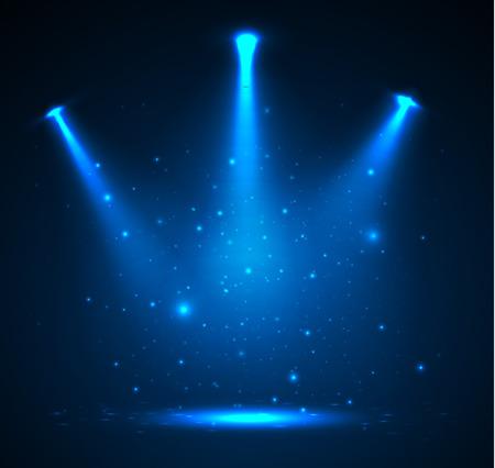 Blue shiny spotlight background with smoke. Vector eps10.のイラスト素材