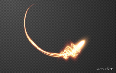 Glowing magic fireball with beautiful trail vector effect. EPS10.のイラスト素材