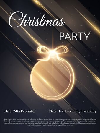 Christmas party golden ball decoration background.のイラスト素材