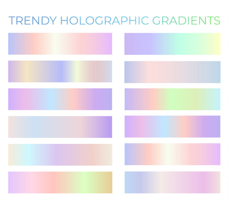 Trendy holographic gradients setのイラスト素材