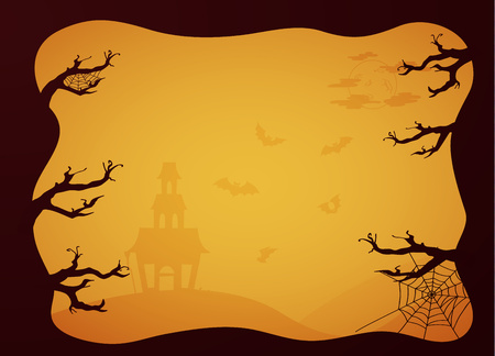 Halloween paper cutout greeting card or invitation to holdiay party. Trendy origami style. Vector EPS10.のイラスト素材