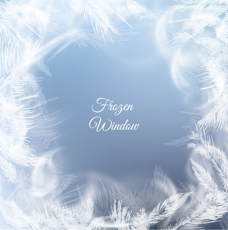 Frozen window background with hoarfrost pattern. Vector EPS10.のイラスト素材