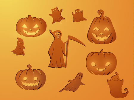 Halloween characters collection. Trendy origami style. Vector EPS10のイラスト素材