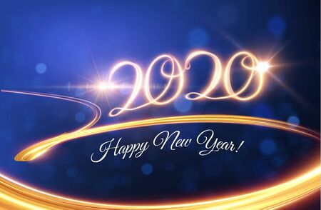 2020 New year background with light tail vector background. EPS10.