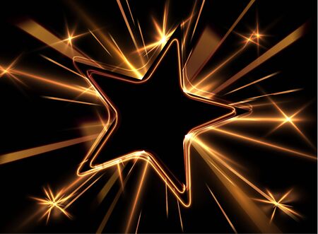 Black shiny star background in modern style on dust golden background. Vector eps10