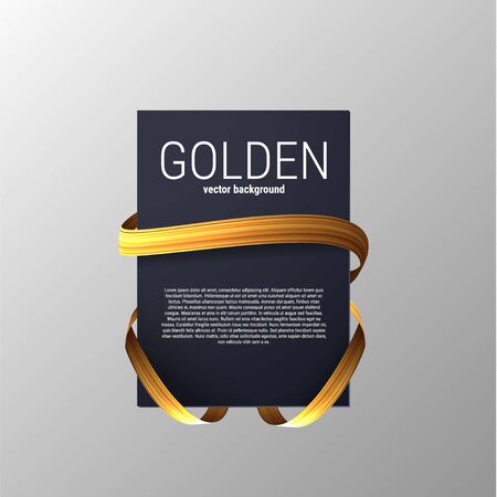 Blank sheet with golden ribbon wrapped around. Vector eps10.のイラスト素材