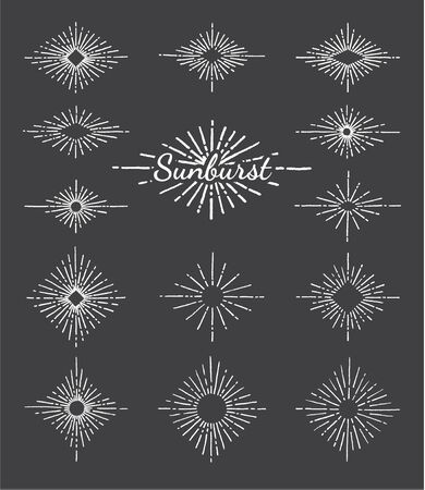 Vintage sunburst with radial sun beams vector collection background. EPS10.