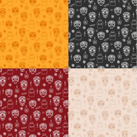 Dia de muertos seamless pattern, great design for any purposes. Vector eps10.のイラスト素材