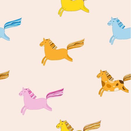 Cute flying horse seamless vector pattern.のイラスト素材