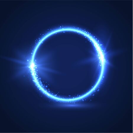 Shiny blue circular shape futuristic text frame.のイラスト素材
