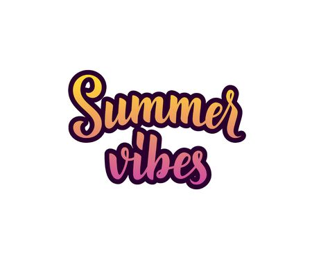Summer vibes retro vintage hand drawn lettering decorative poster vector element. EPS10のイラスト素材